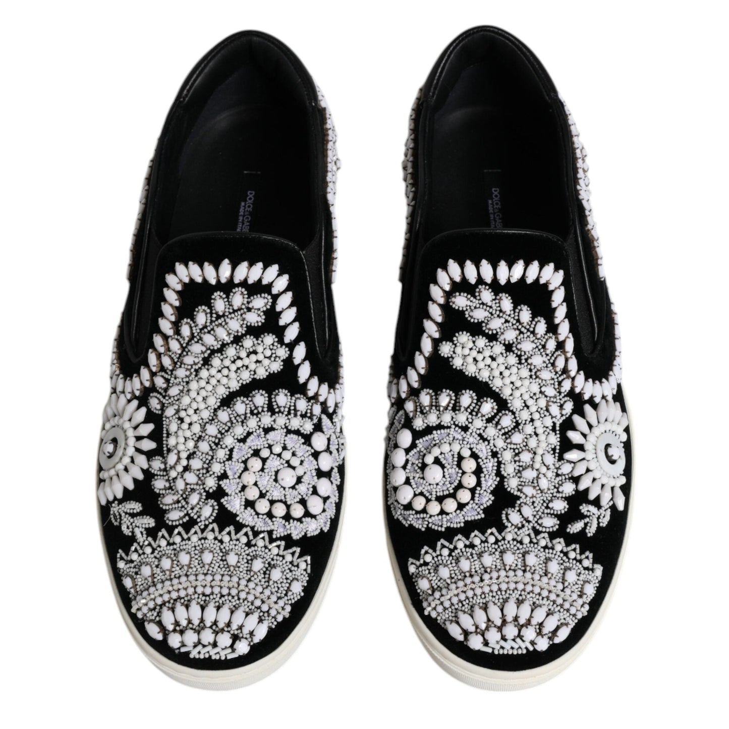 Dolce & Gabbana Black Embellished London Men Slip On Shoes Dolce & Gabbana
