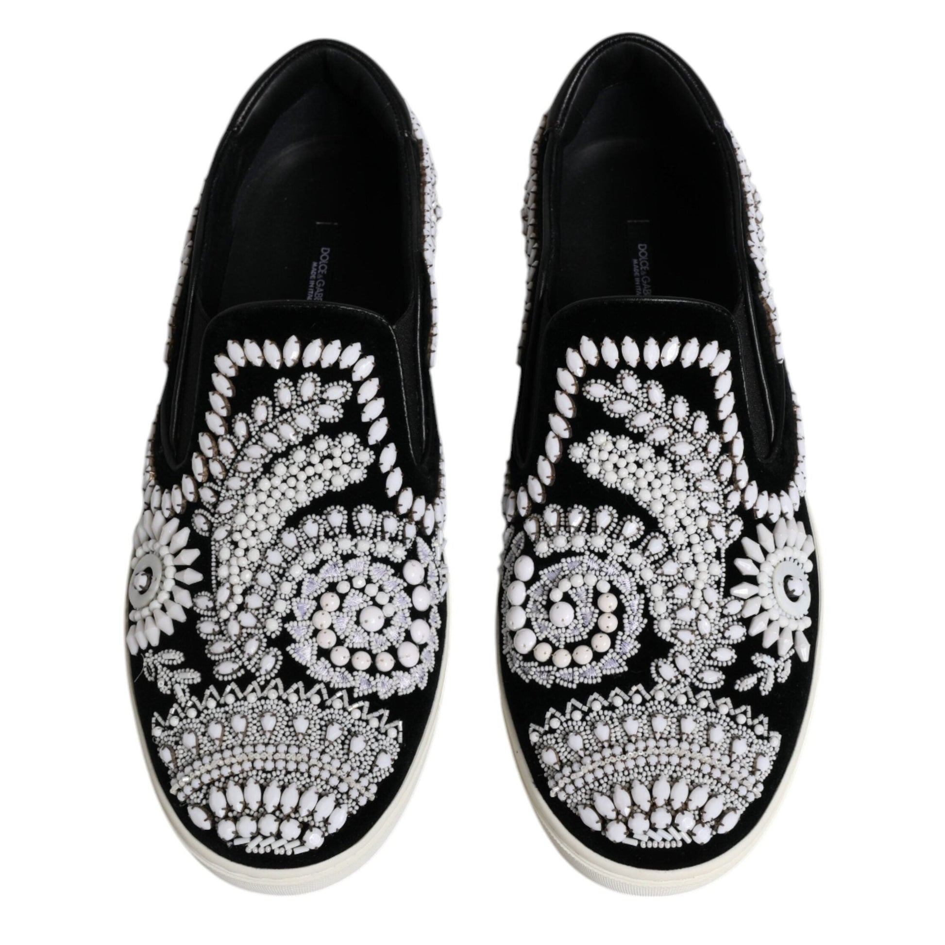 Dolce & Gabbana Black Embellished London Men Slip On Shoes Dolce & Gabbana