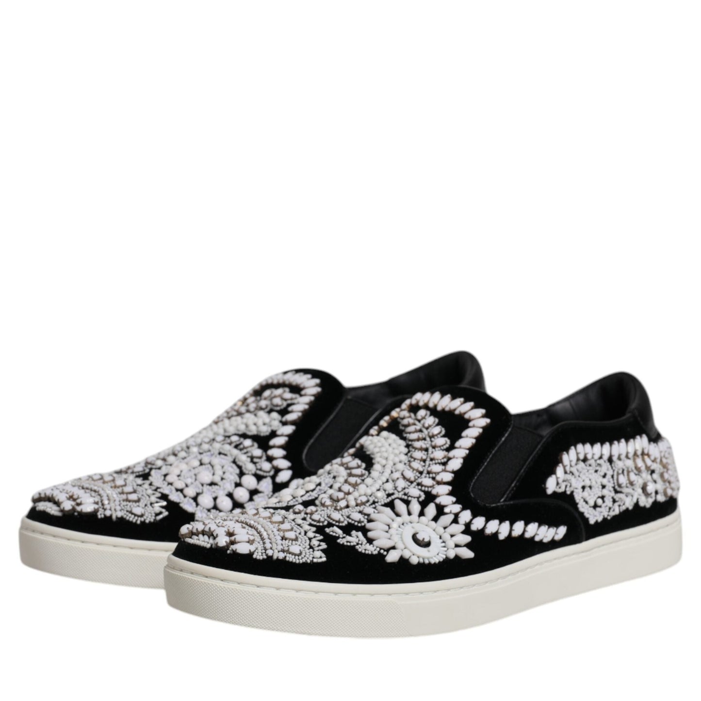 Dolce & Gabbana Black Embellished London Men Slip On Shoes Dolce & Gabbana