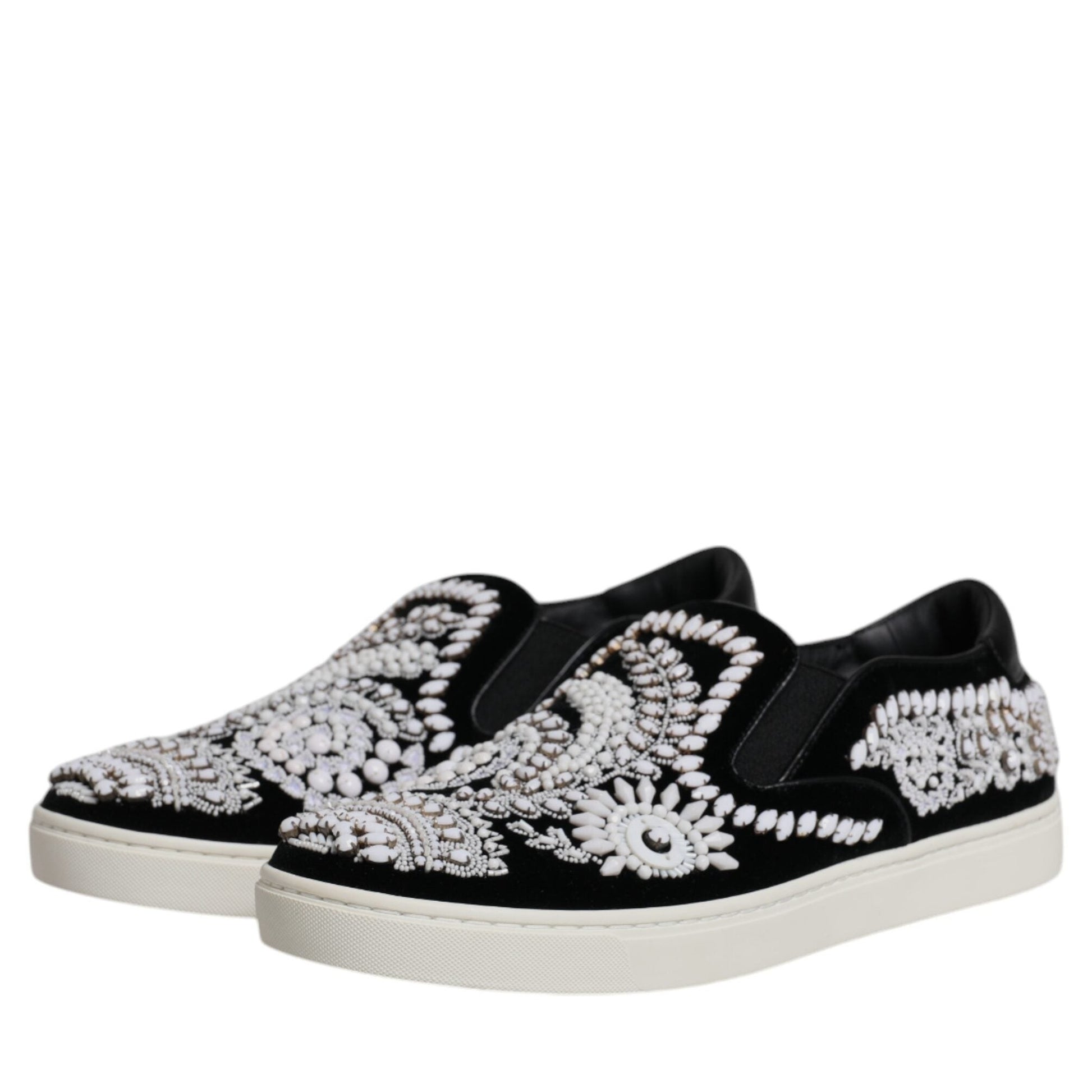 Dolce & Gabbana Black Embellished London Men Slip On Shoes Dolce & Gabbana
