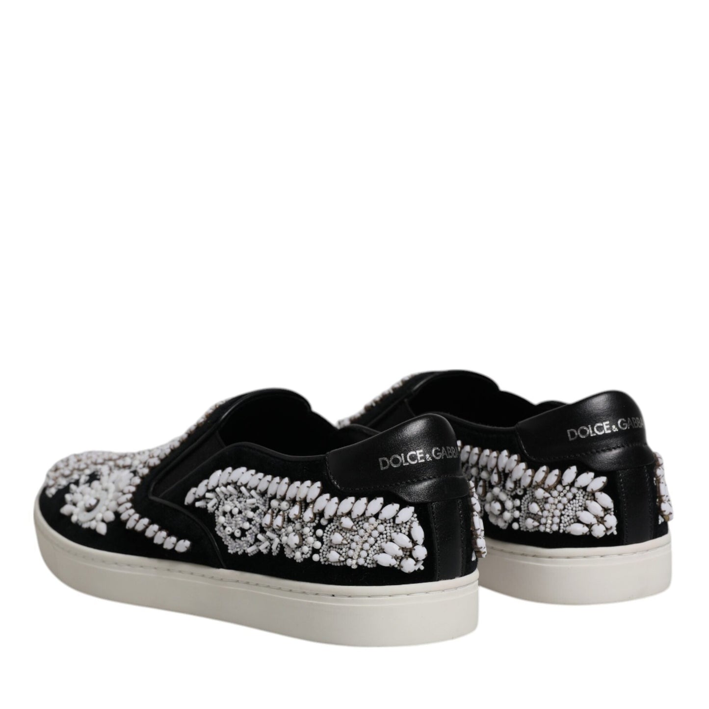 Dolce & Gabbana Black Embellished London Men Slip On Shoes Dolce & Gabbana