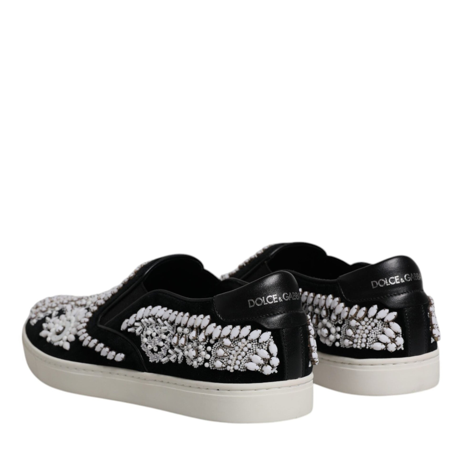 Dolce & Gabbana Black Embellished London Men Slip On Shoes Dolce & Gabbana