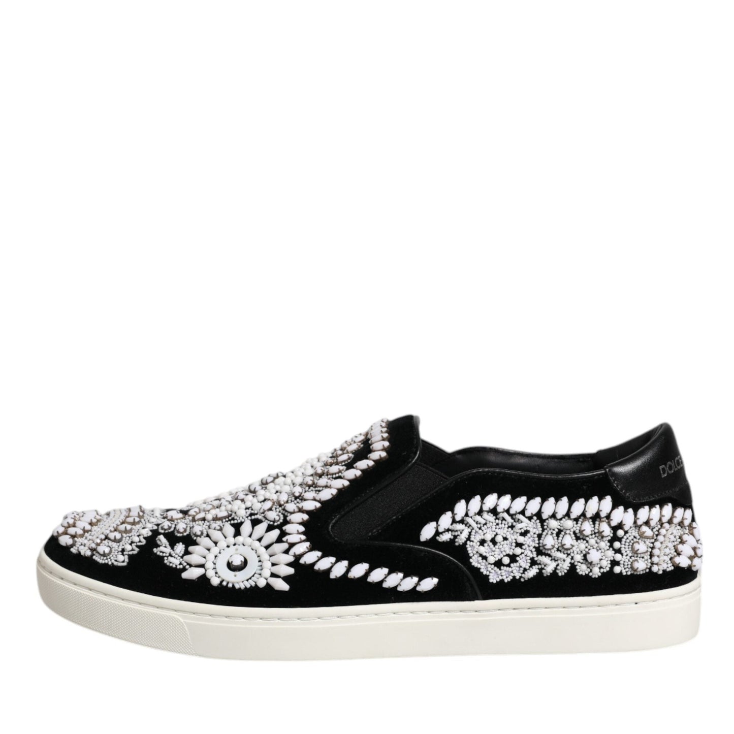 Dolce & Gabbana Black Embellished London Men Slip On Shoes Dolce & Gabbana