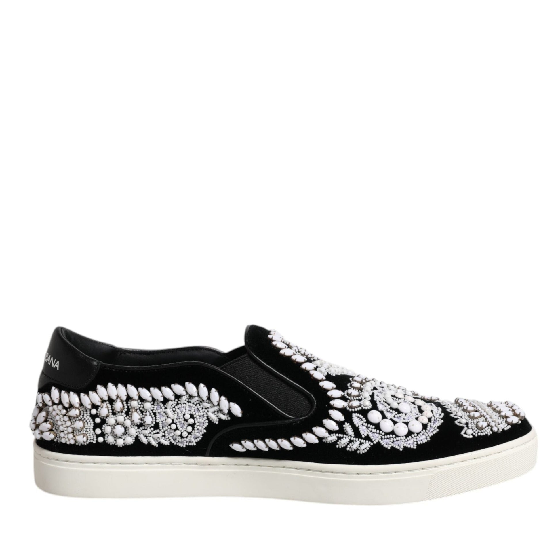 Dolce & Gabbana Black Embellished London Men Slip On Shoes Dolce & Gabbana