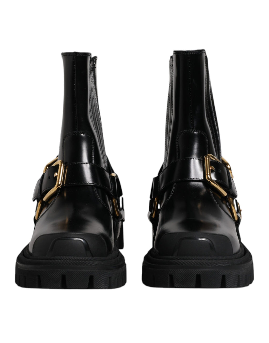 Dolce & Gabbana Black Leather Slip On Stretch Trekking Boots Shoes - Eljoys Fashion 