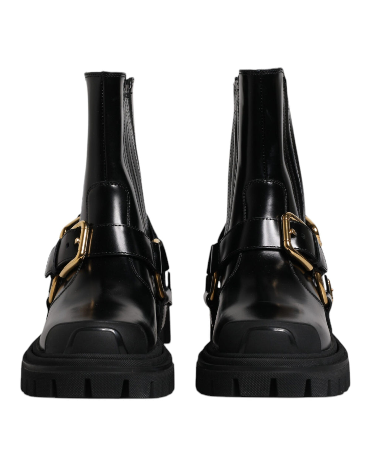 Dolce & Gabbana Black Leather Slip On Stretch Trekking Boots Shoes - Eljoys Fashion 
