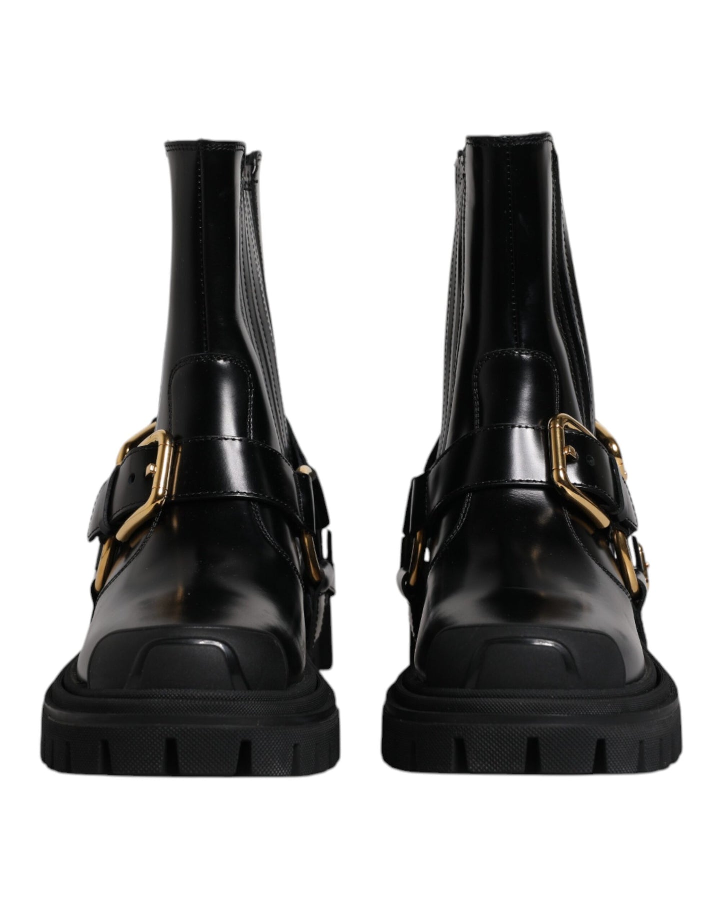 Dolce & Gabbana Black Leather Slip On Stretch Trekking Boots Shoes Dolce & Gabbana