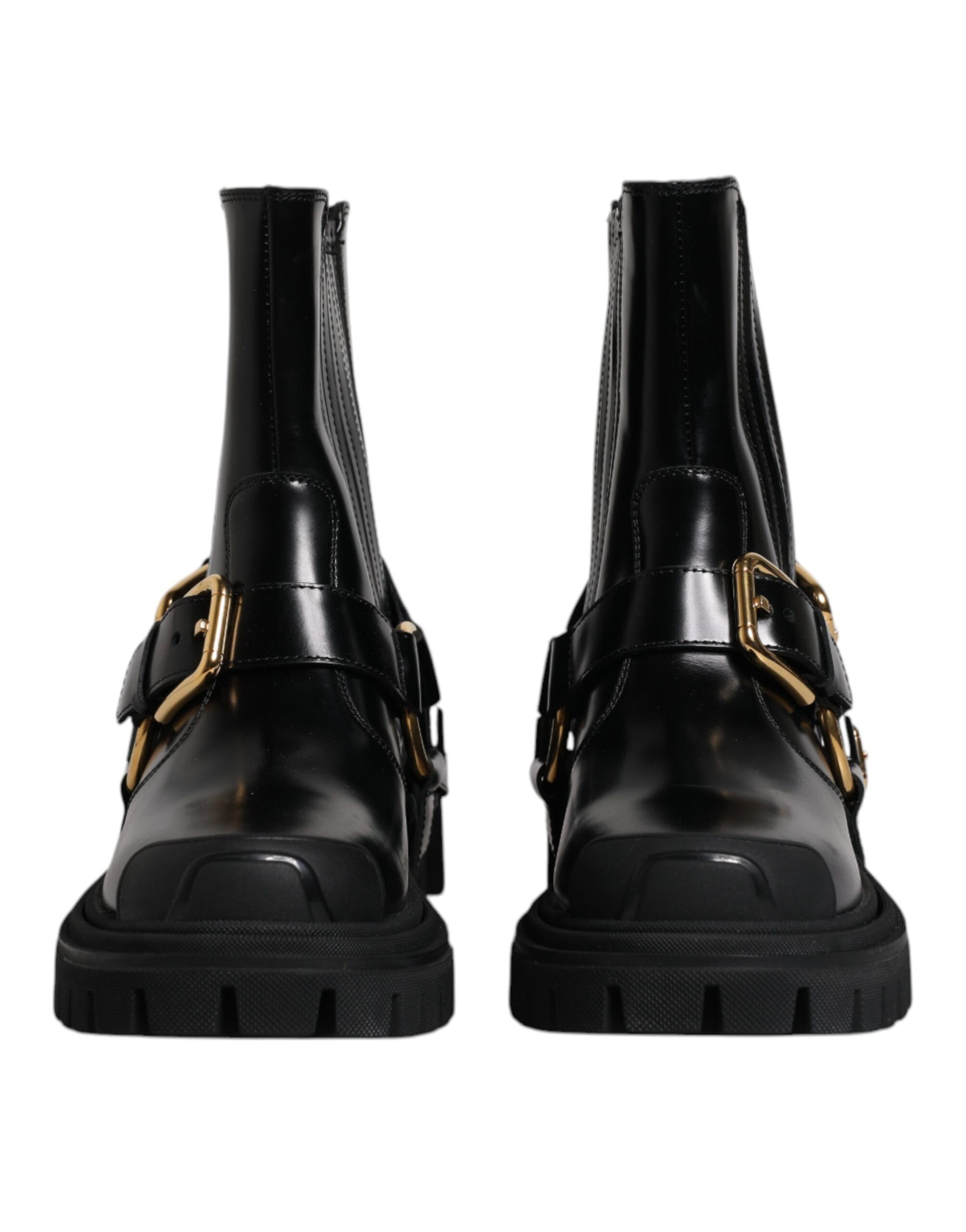 Dolce & Gabbana Black Leather Slip On Stretch Trekking Boots Shoes Dolce & Gabbana