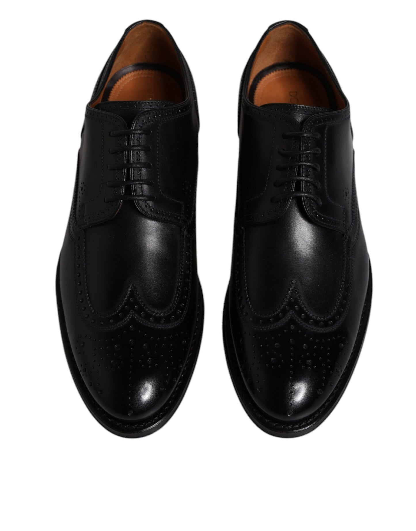 Dolce & Gabbana Black Leather Derby Wingtip Formal Shoes Dolce & Gabbana