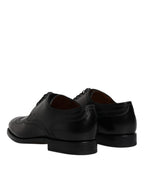 Dolce & Gabbana Black Leather Derby Wingtip Formal Shoes - Eljoys Fashion 