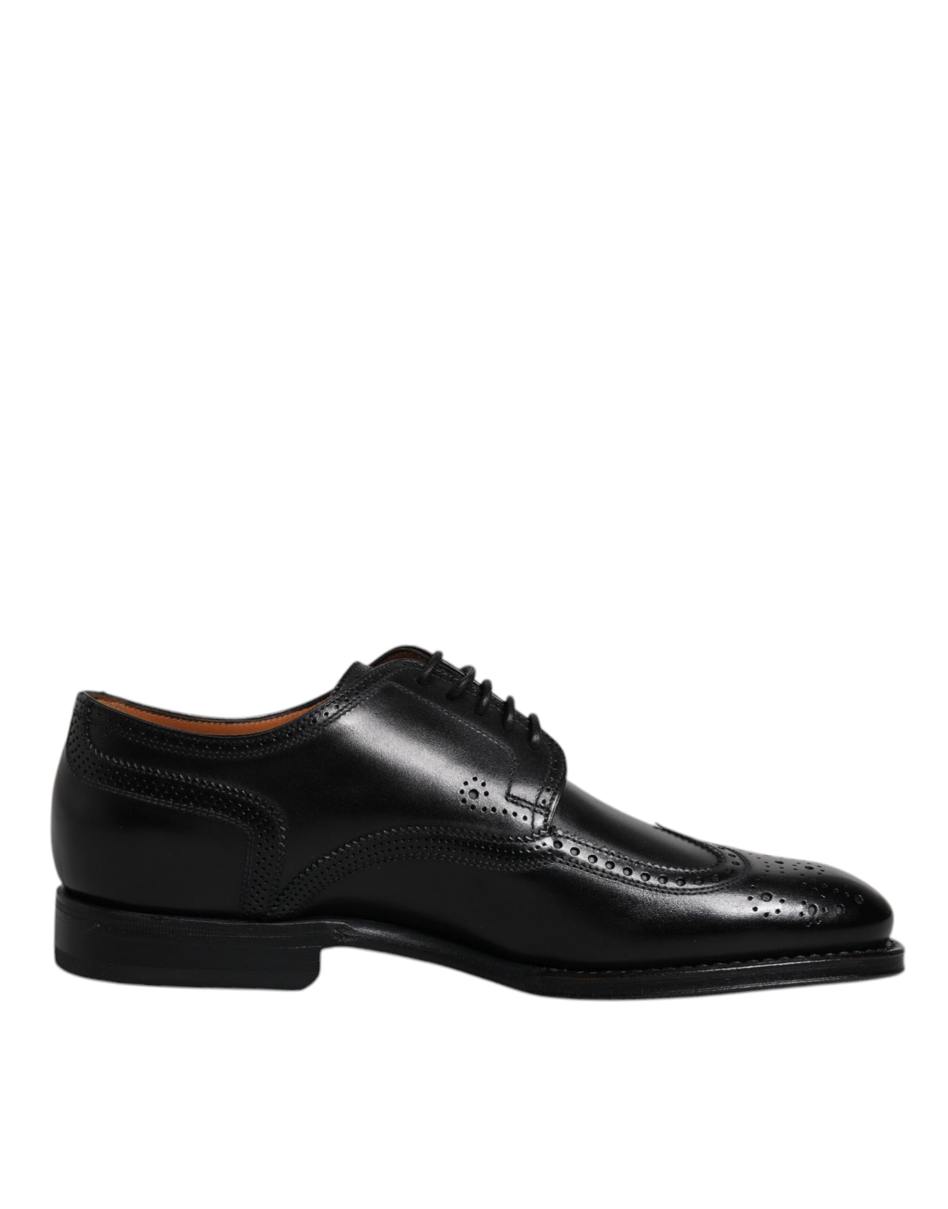 Dolce & Gabbana Black Leather Derby Wingtip Formal Shoes Dolce & Gabbana