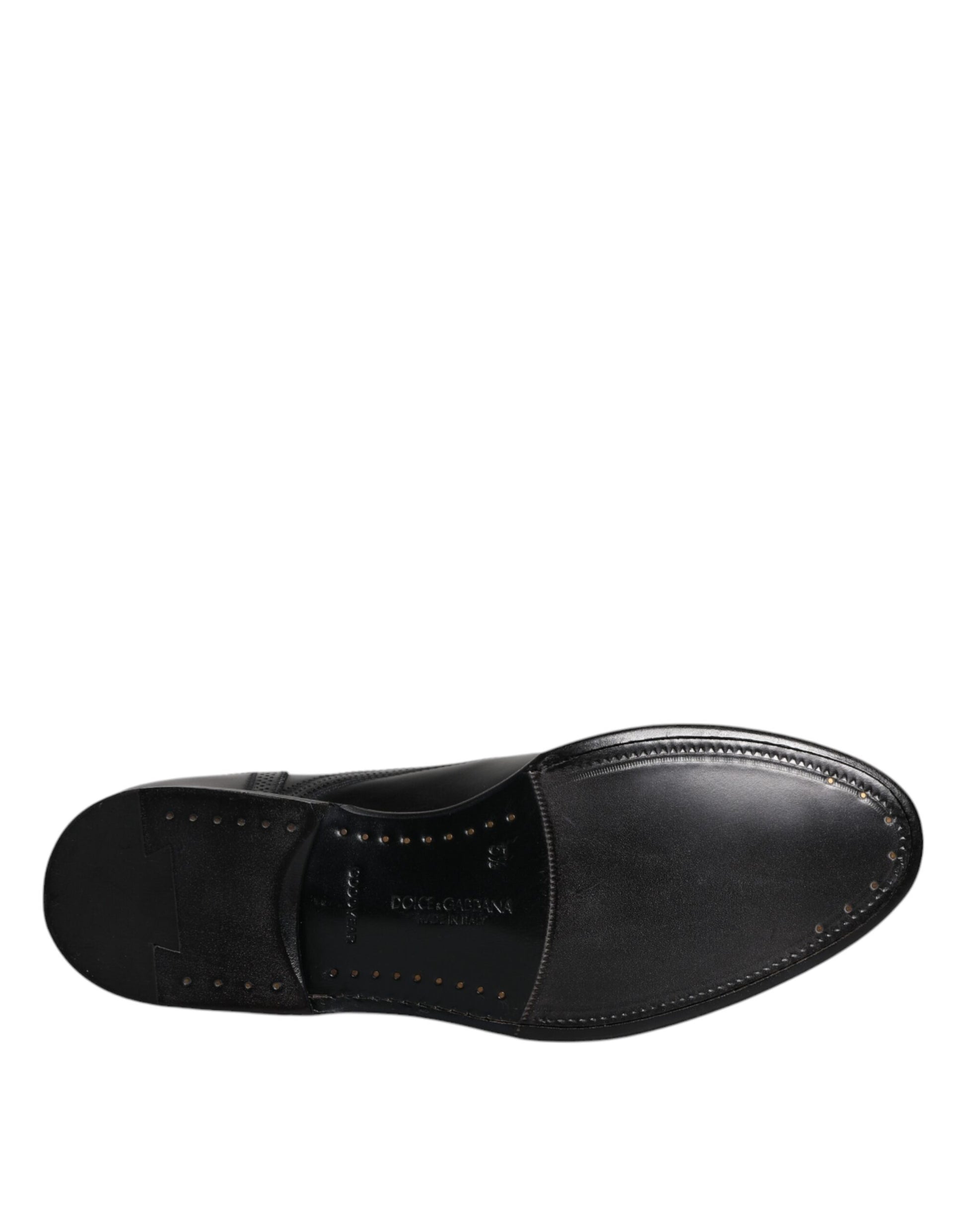 Dolce & Gabbana Black Leather Derby Wingtip Formal Shoes Dolce & Gabbana