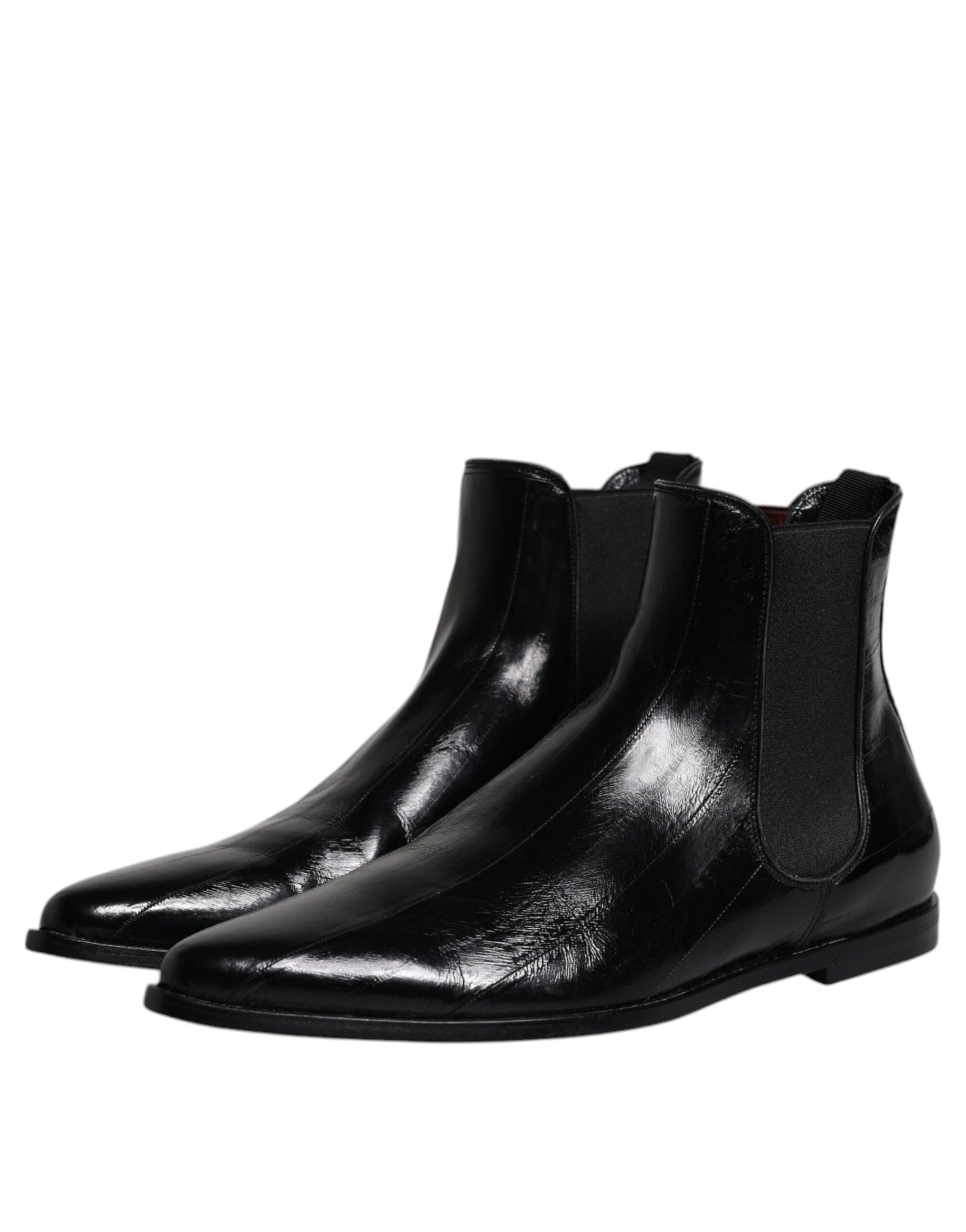 Dolce & Gabbana Black Leather Chelsea Men Ankle Boots Shoes Dolce & Gabbana