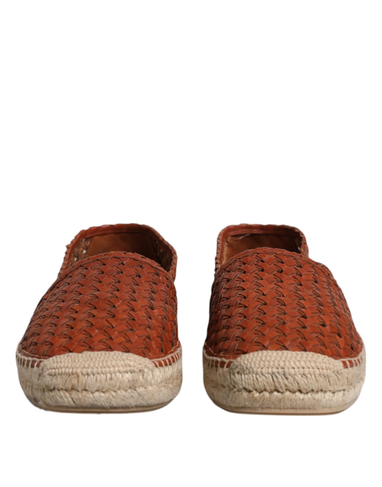Dolce & Gabbana Maroon Woven Leather Men Espadrille Shoes Dolce & Gabbana