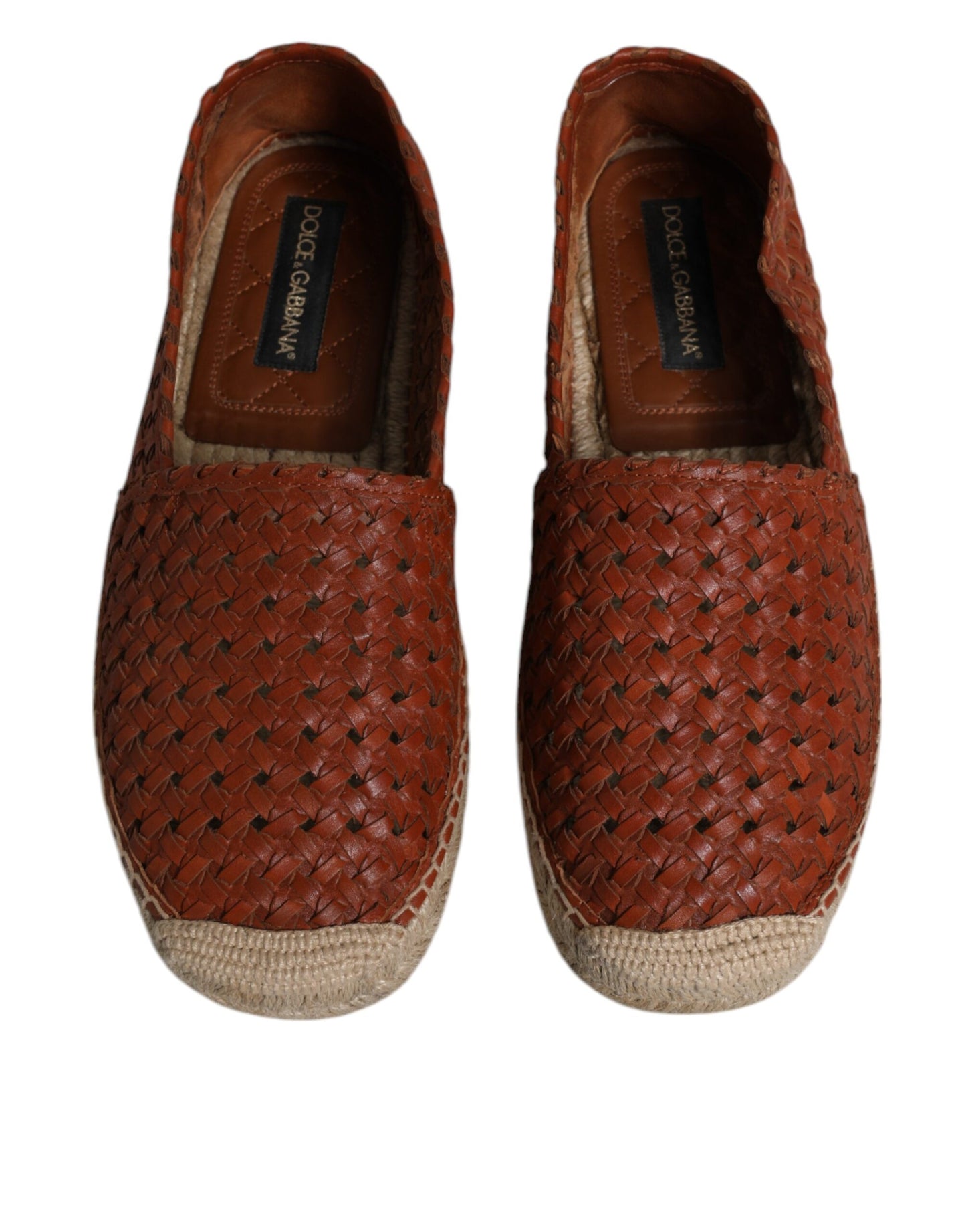 Dolce & Gabbana Maroon Woven Leather Men Espadrille Shoes Dolce & Gabbana