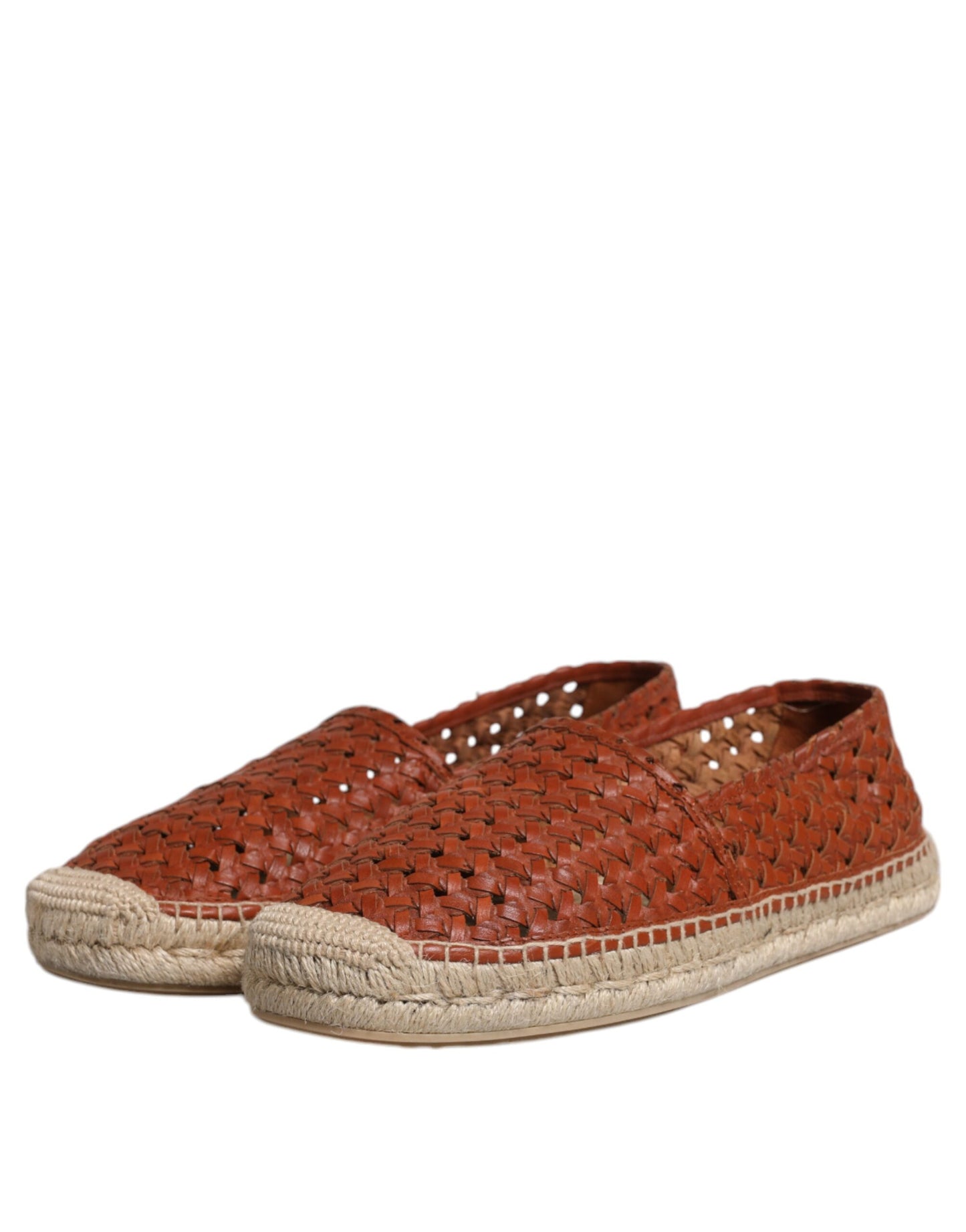 Dolce & Gabbana Maroon Woven Leather Men Espadrille Shoes Dolce & Gabbana