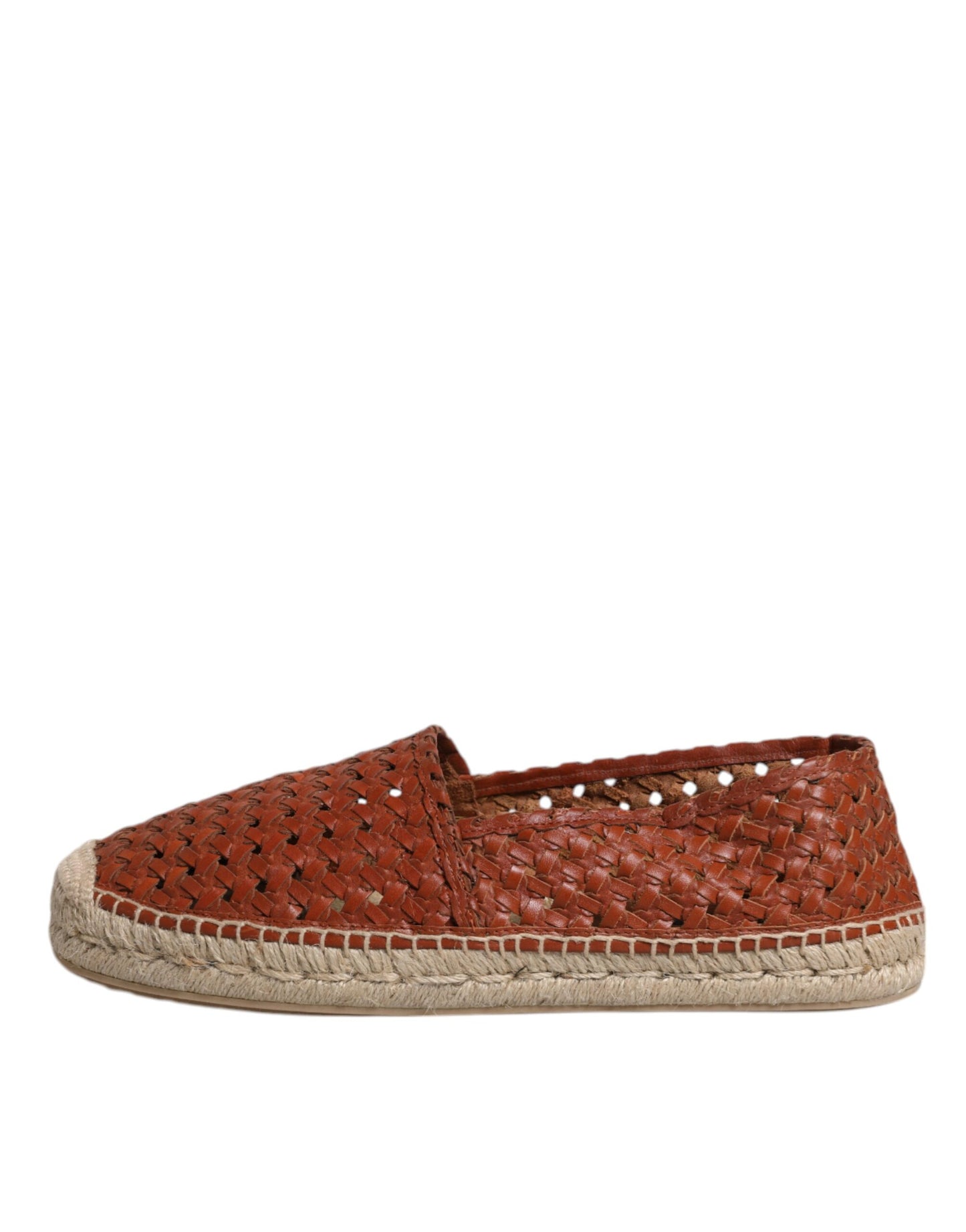 Dolce & Gabbana Maroon Woven Leather Men Espadrille Shoes Dolce & Gabbana