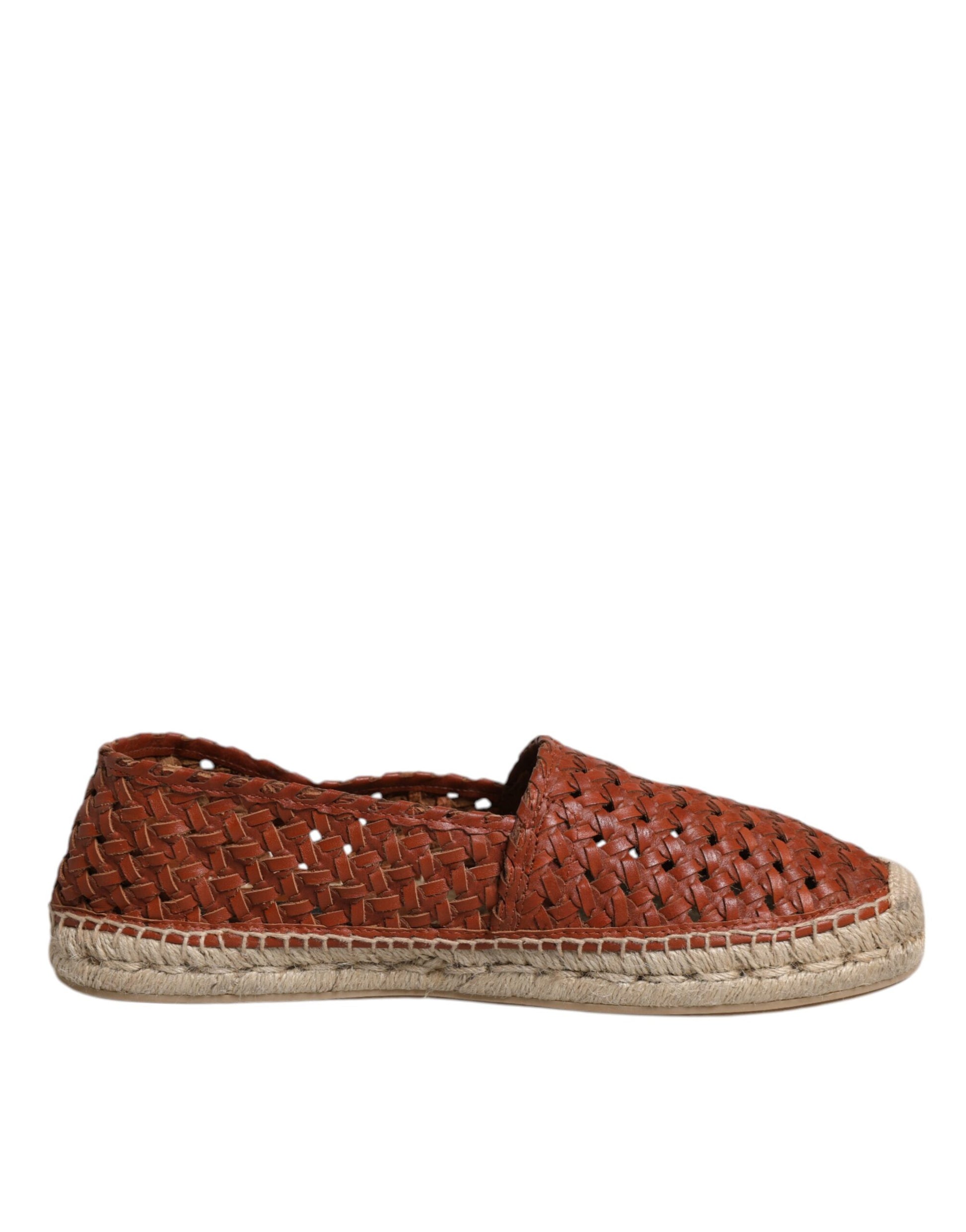 Dolce & Gabbana Maroon Woven Leather Men Espadrille Shoes Dolce & Gabbana