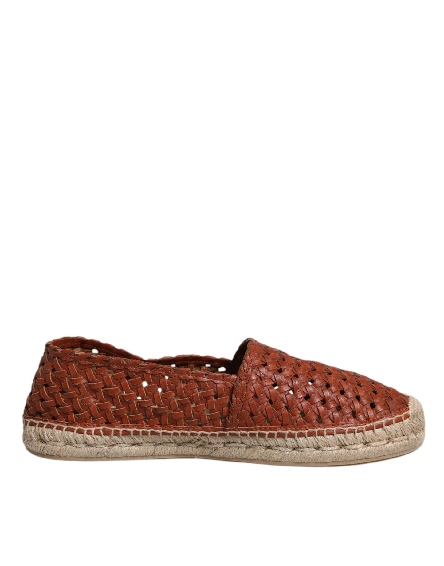 Dolce & Gabbana Maroon Woven Leather Men Espadrille Shoes Dolce & Gabbana