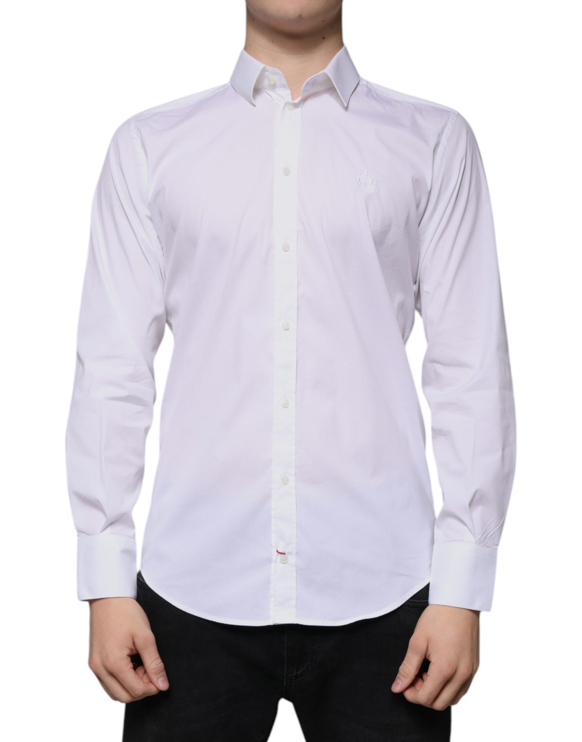 Dolce & Gabbana White Cotton Blend Men MARTINI Dress Shirt Dolce & Gabbana