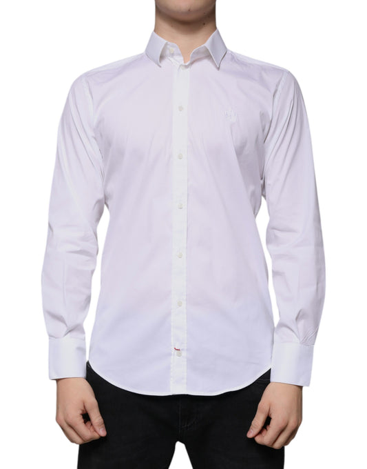 Dolce & Gabbana White Cotton Blend Men MARTINI Dress Shirt Dolce & Gabbana