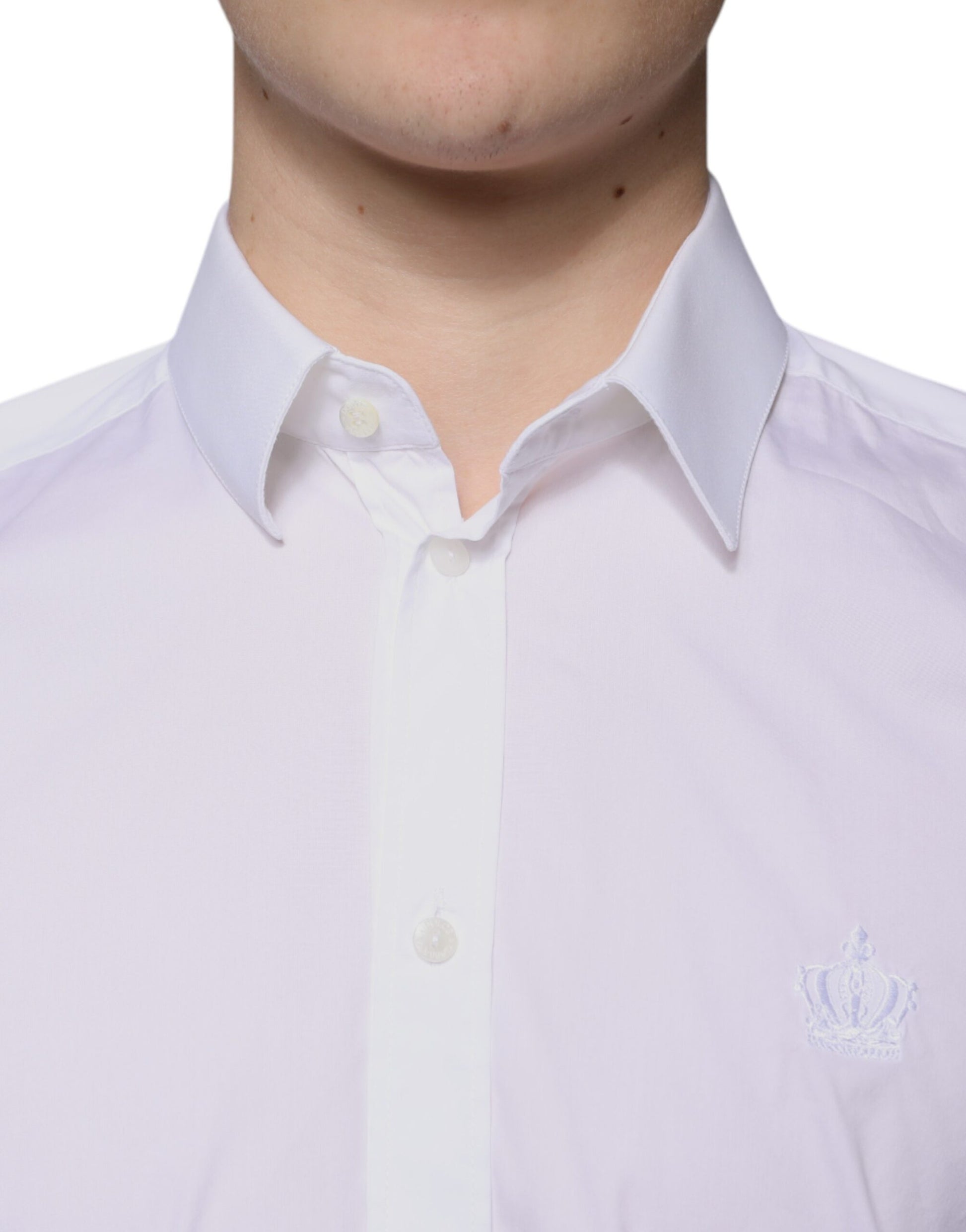 Dolce & Gabbana White Cotton Blend Men MARTINI Dress Shirt Dolce & Gabbana
