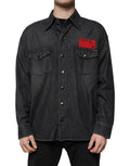 Dolce & Gabbana Black Logo Cotton Button Down Denim Shirt - Eljoys Fashion 