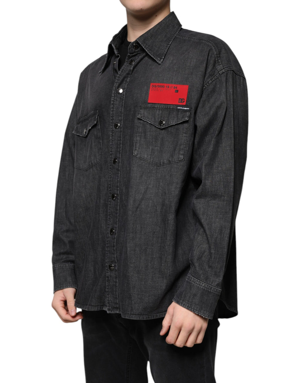 Dolce & Gabbana Black Logo Cotton Button Down Denim Shirt - Eljoys Fashion 