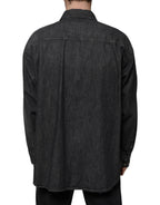 Dolce & Gabbana Black Logo Cotton Button Down Denim Shirt - Eljoys Fashion 