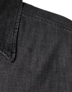 Dolce & Gabbana Black Logo Cotton Button Down Denim Shirt - Eljoys Fashion 
