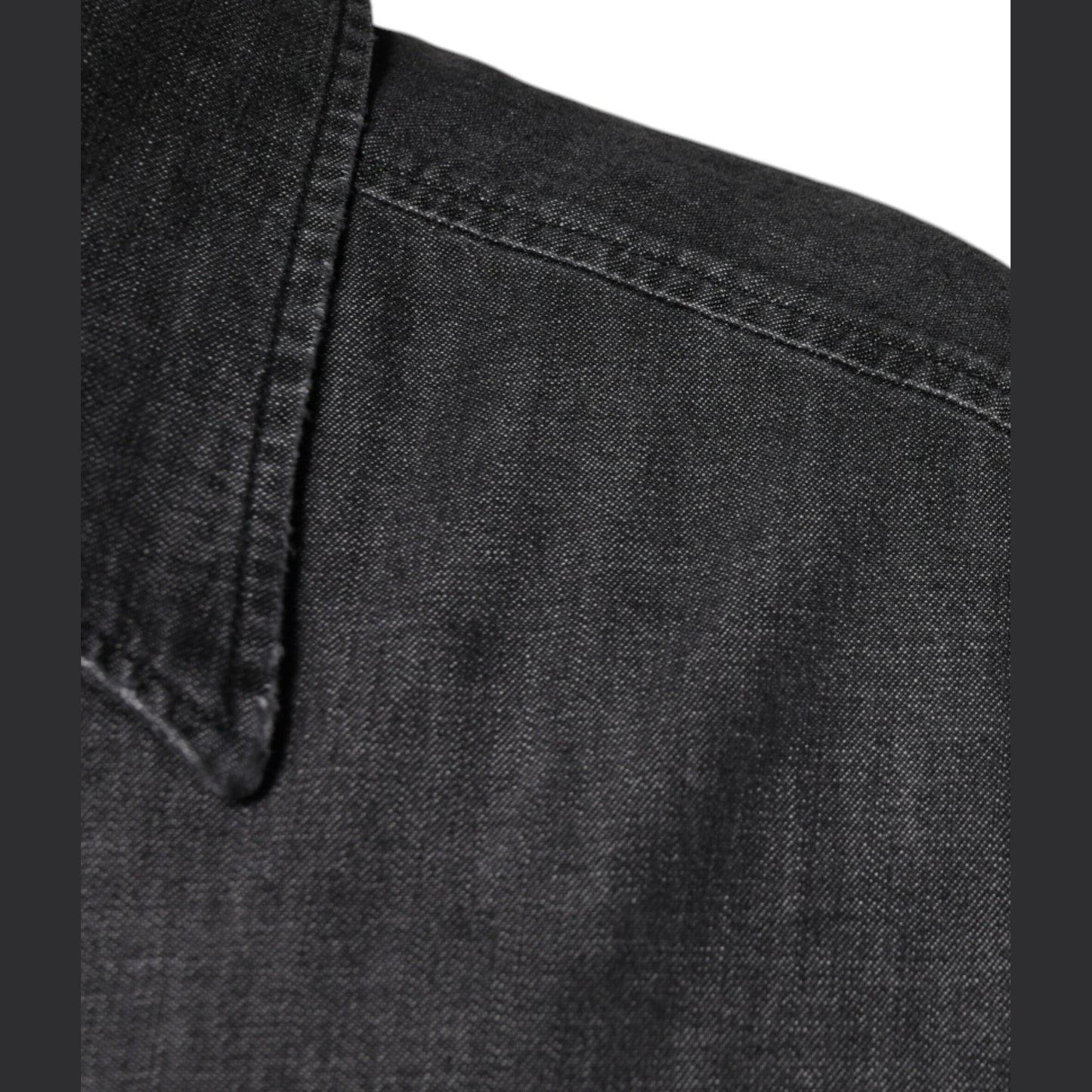 Dolce & Gabbana Black Logo Cotton Button Down Denim Shirt Dolce & Gabbana