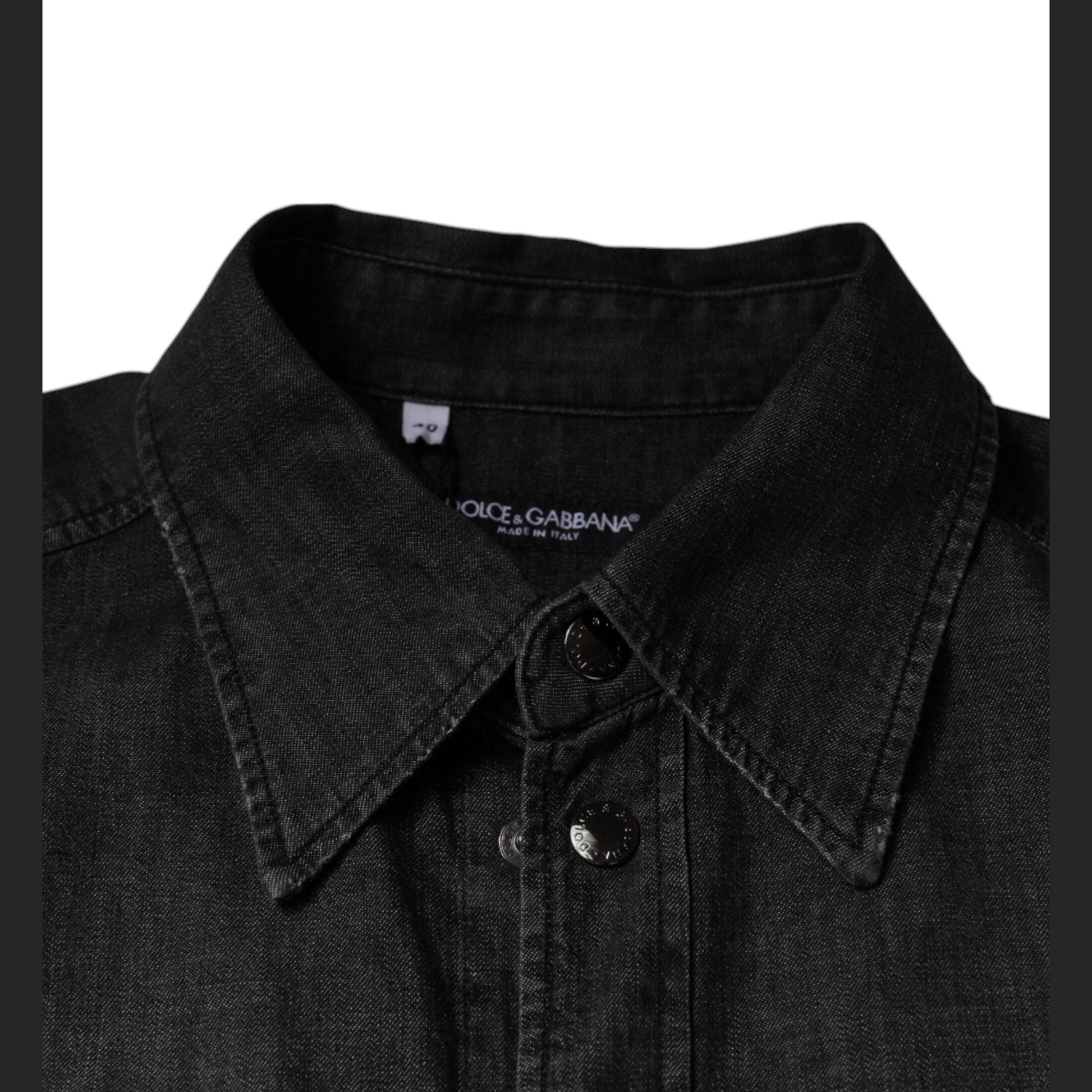 Dolce & Gabbana Black Logo Cotton Button Down Denim Shirt Dolce & Gabbana