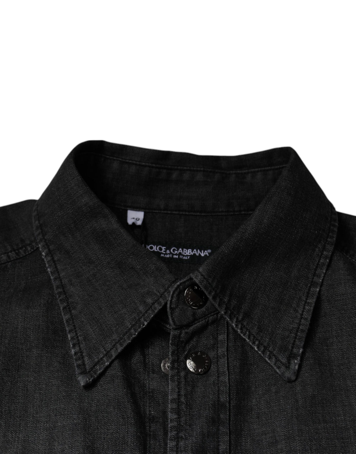 Dolce & Gabbana Black Logo Cotton Button Down Denim Shirt - Eljoys Fashion 