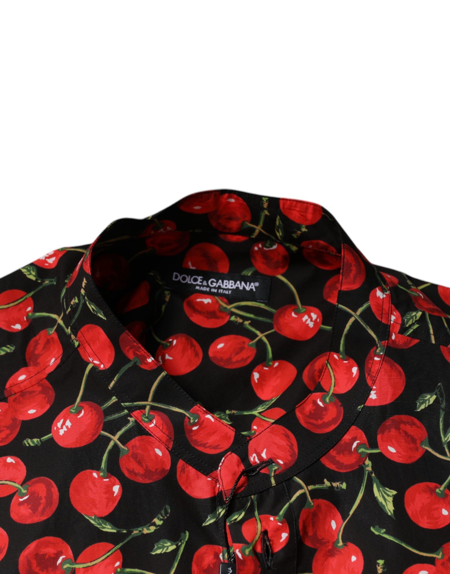Dolce & Gabbana Black Cherry Cotton Button Down Casual Shirt Dolce & Gabbana