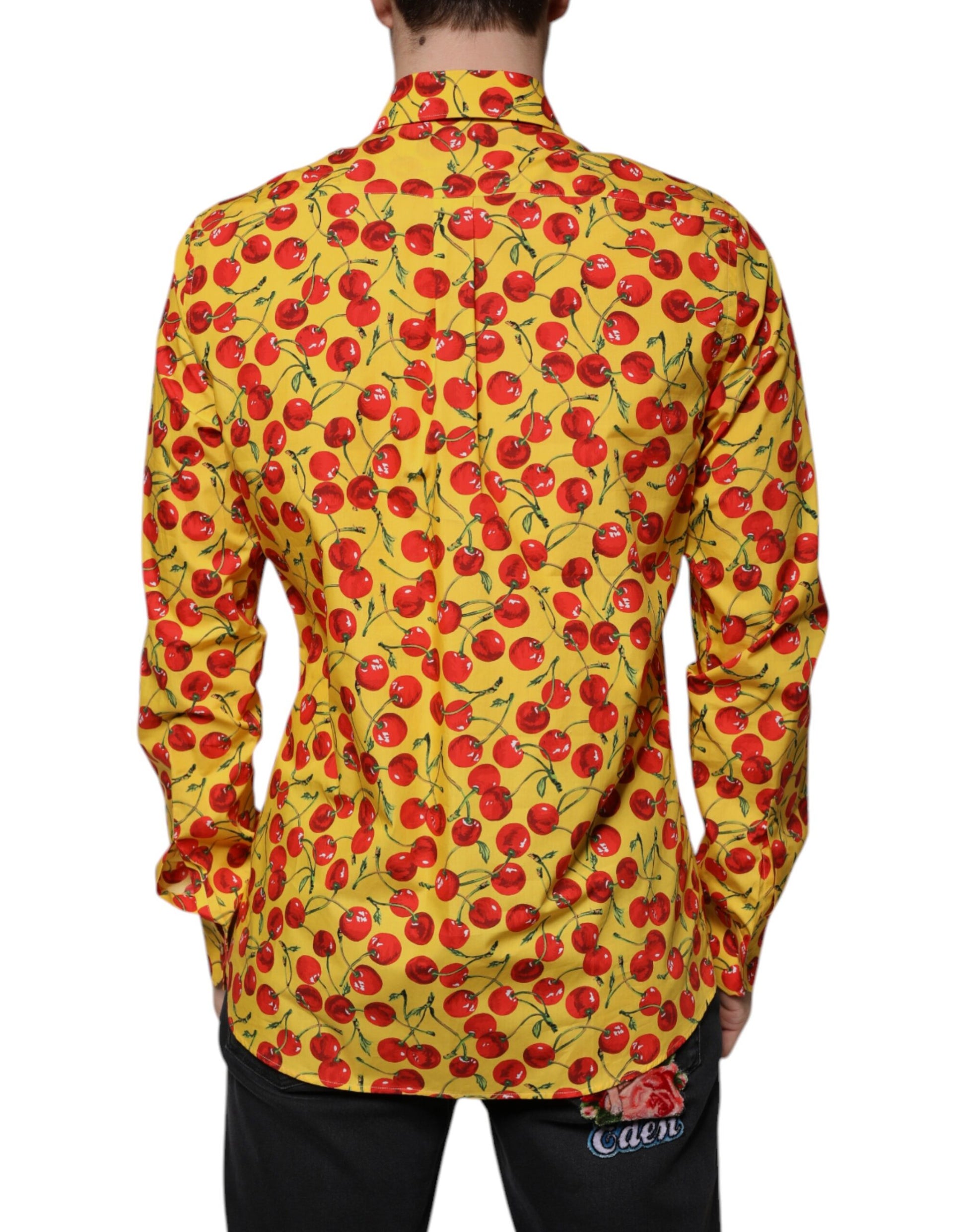 Dolce & Gabbana Yellow Cherry Cotton MARTINI Dress Shirt Dolce & Gabbana