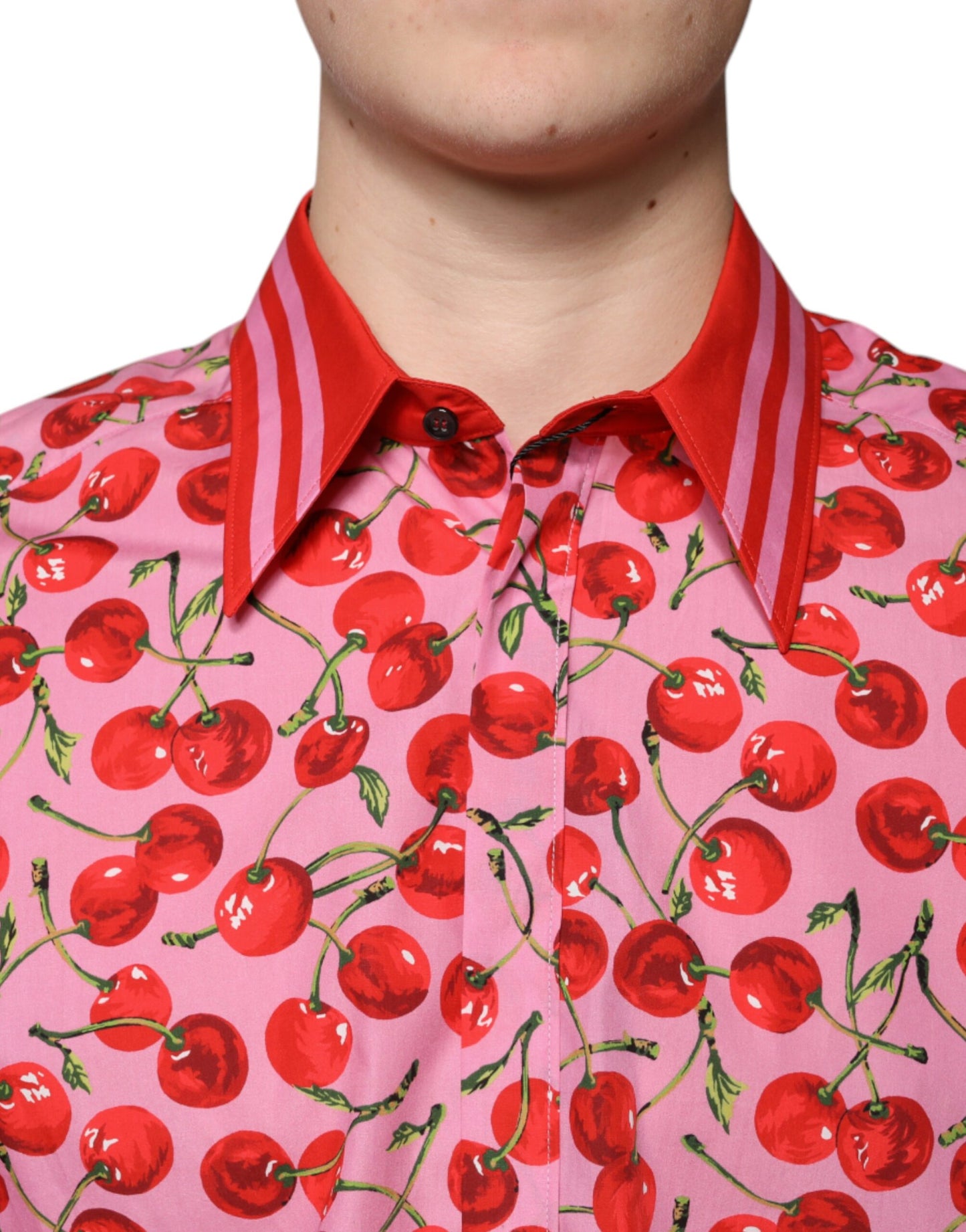 Dolce & Gabbana Pink Cherry Cotton Formal MARTINI Dress Shirt Dolce & Gabbana