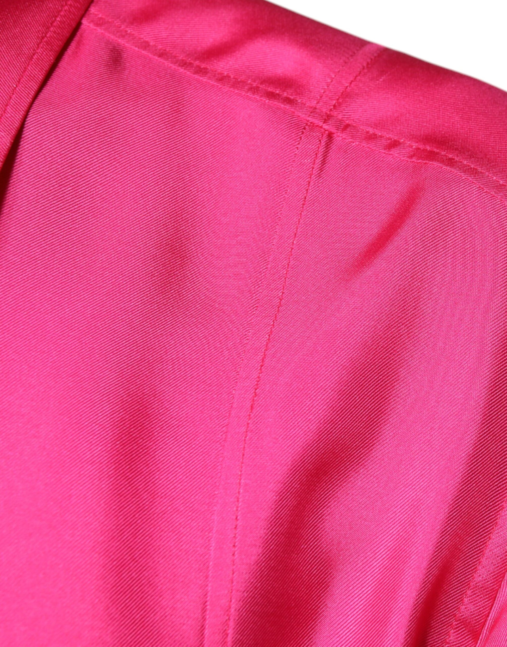 Dolce & Gabbana Pink Silk Collared Button Down Men Shirt Dolce & Gabbana