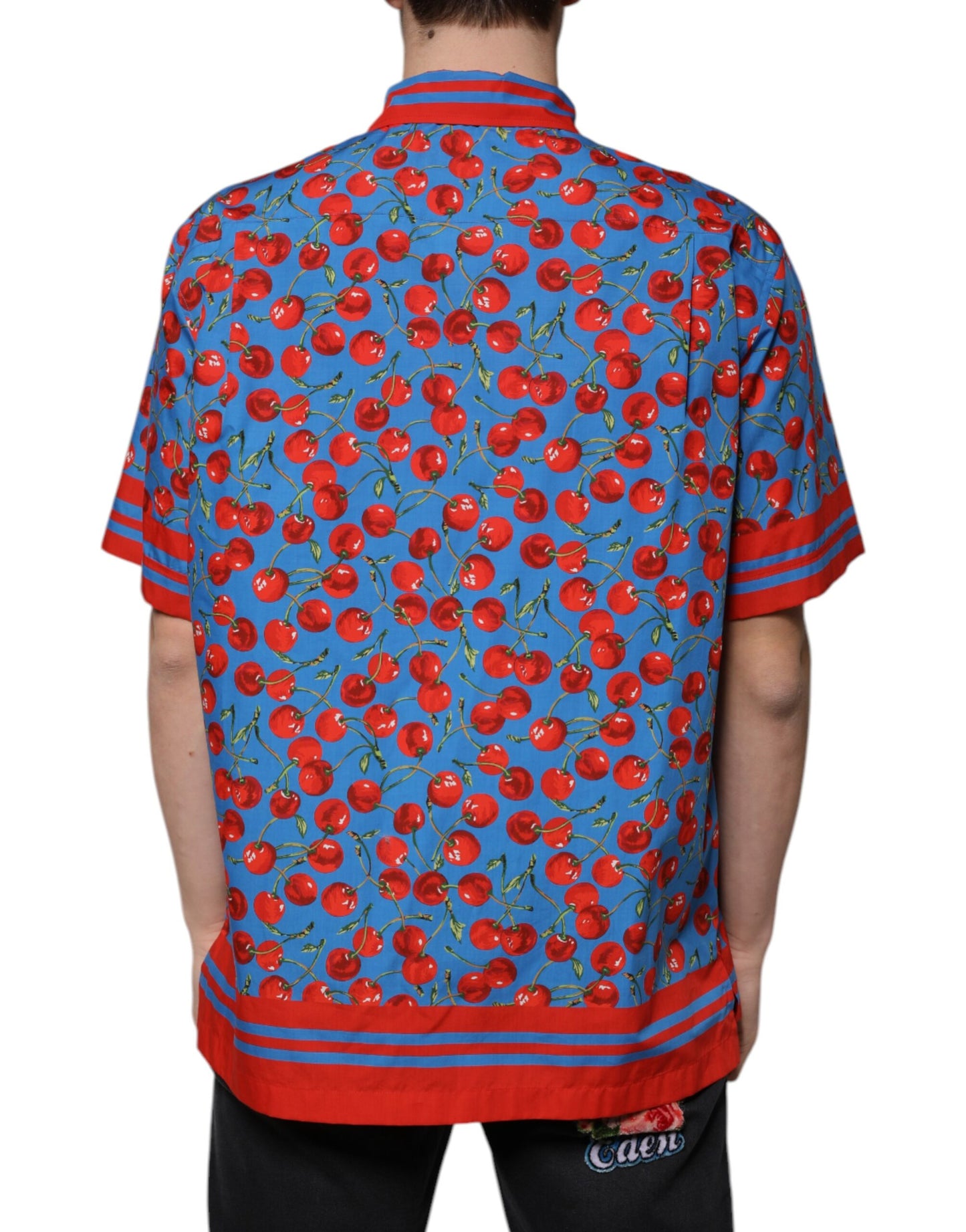Dolce & Gabbana Blue Cherry Cotton Button Down Casual Shirt Dolce & Gabbana