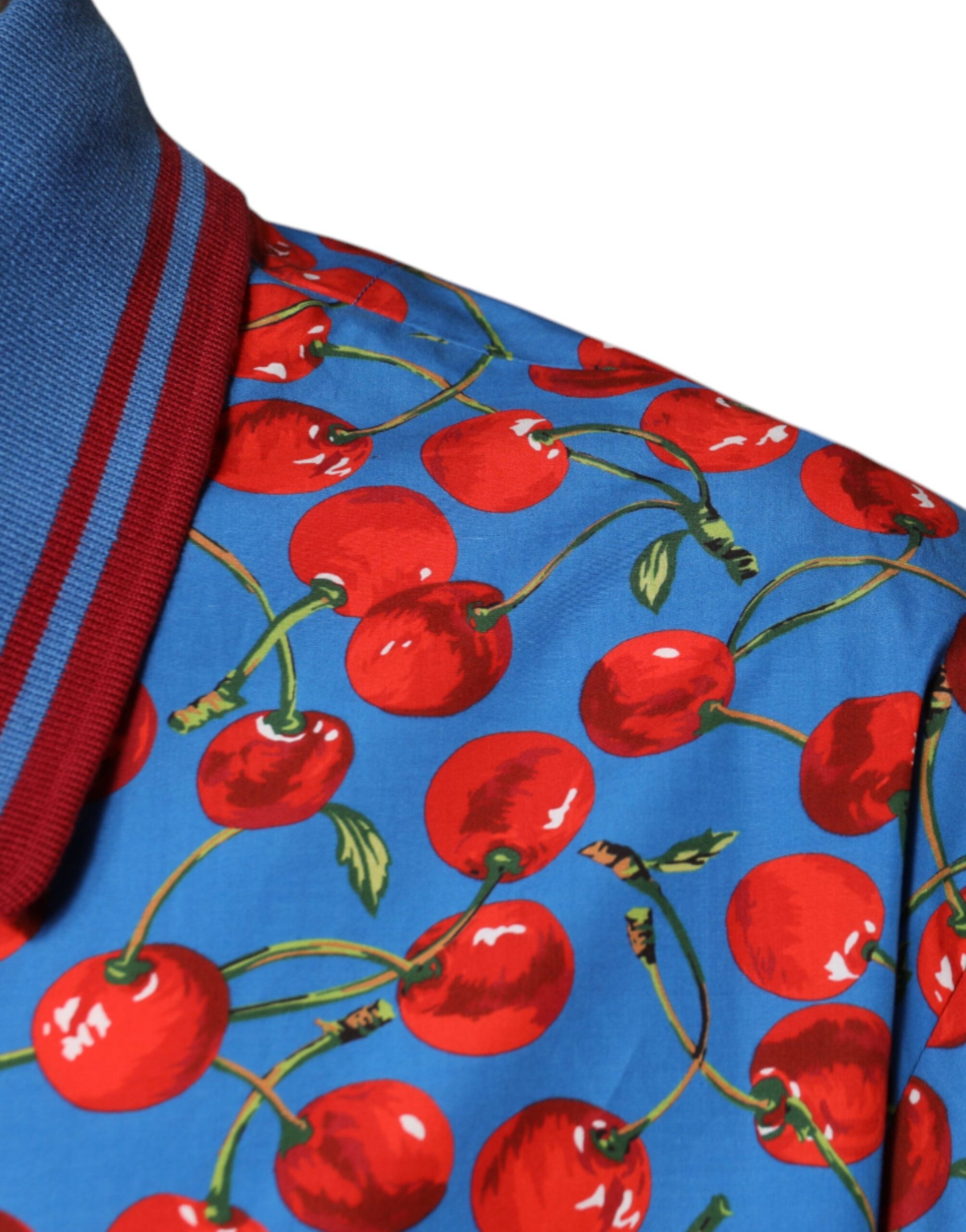 Dolce & Gabbana Blue Cherry Cotton Collared Men Polo T-shirt Dolce & Gabbana