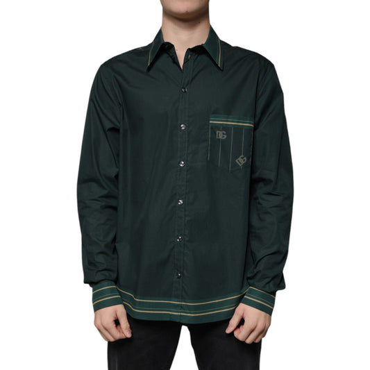Dolce & Gabbana Green Logo Long Sleeve MARTINI Casual Shirt Dolce & Gabbana
