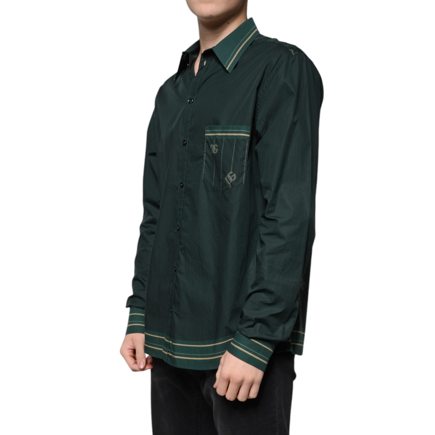Dolce & Gabbana Green Logo Long Sleeve MARTINI Casual Shirt Dolce & Gabbana