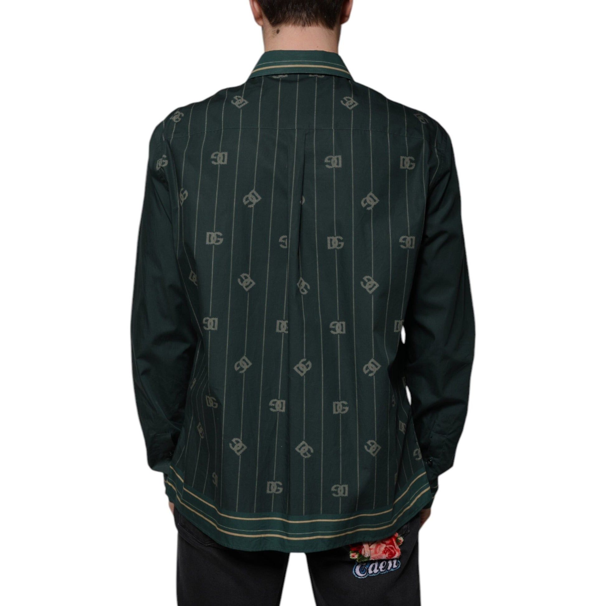 Dolce & Gabbana Green Logo Long Sleeve MARTINI Casual Shirt Dolce & Gabbana