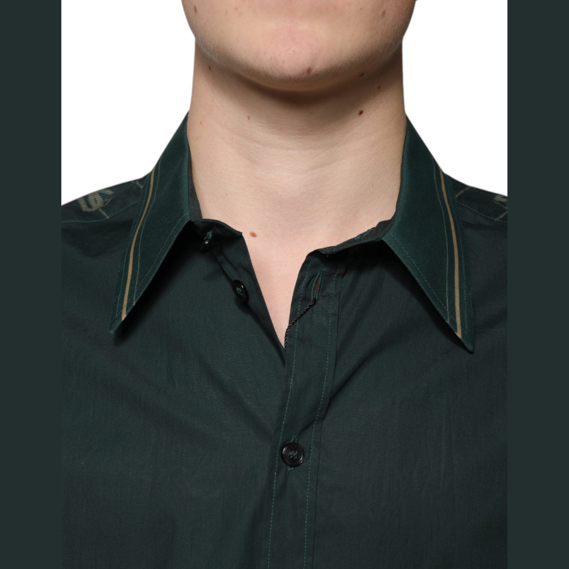 Dolce & Gabbana Green Logo Long Sleeve MARTINI Casual Shirt Dolce & Gabbana
