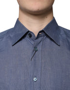 Dolce & Gabbana Blue Logo Long Sleeve Button Down Casual Shirt - Eljoys Fashion 