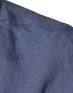 Dolce & Gabbana Blue Logo Long Sleeve Button Down Casual Shirt - Eljoys Fashion 