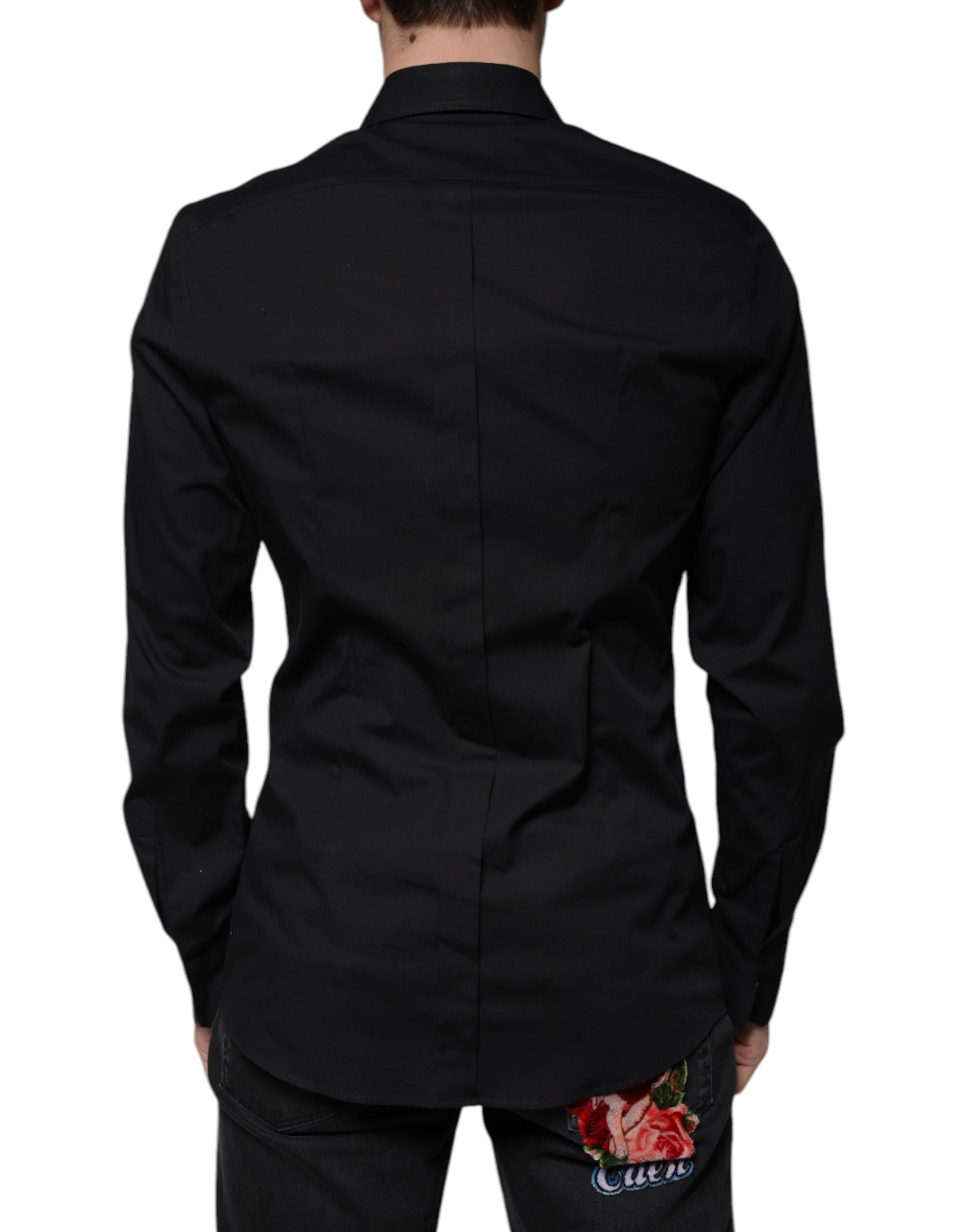 Dolce & Gabbana Black Eye Patch Long Sleeve GOLD Dress Shirt Dolce & Gabbana