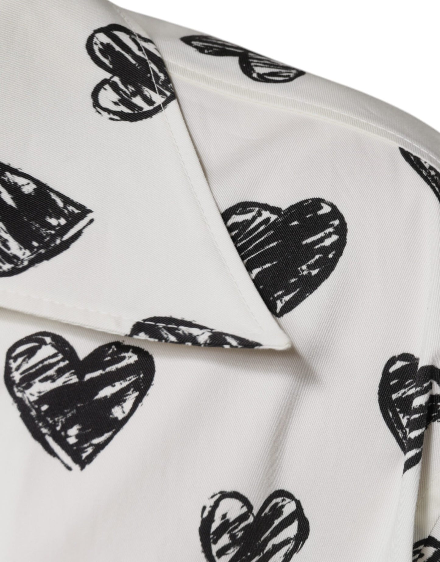 Dolce & Gabbana White Heart Print Short Sleeve Casual Shirt Dolce & Gabbana