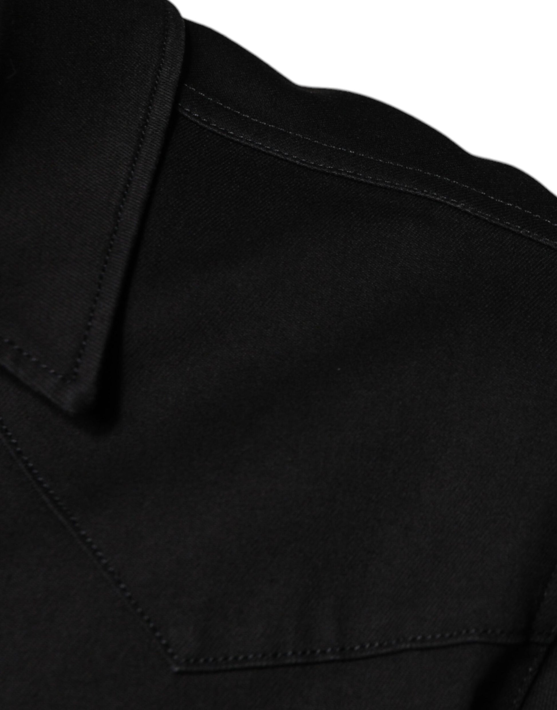 Dolce & Gabbana Black Cotton Collared Button Down Shirt Dolce & Gabbana