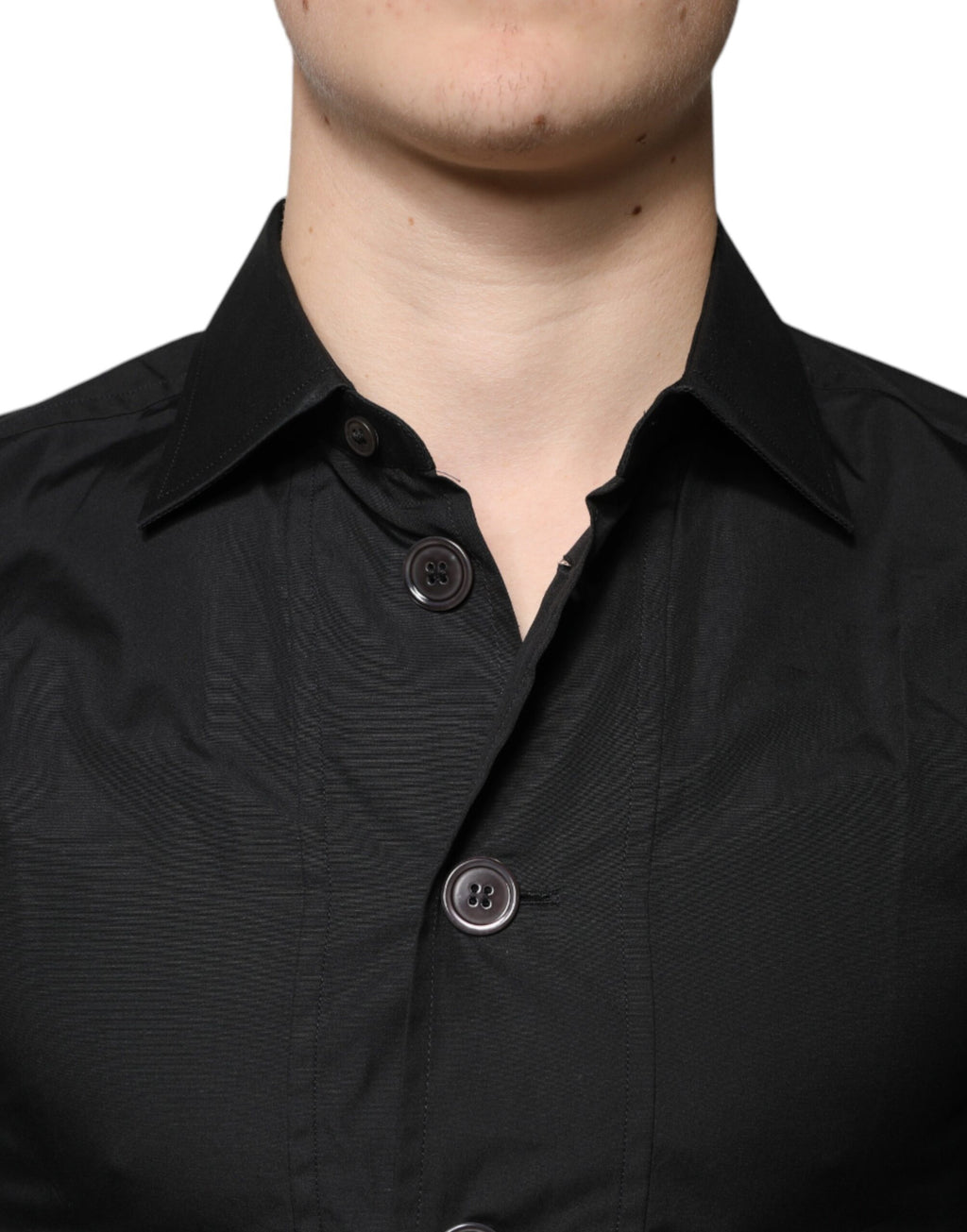 Dolce & Gabbana Black Cotton Formal Long Sleeves Dress Shirt - Eljoys Fashion 