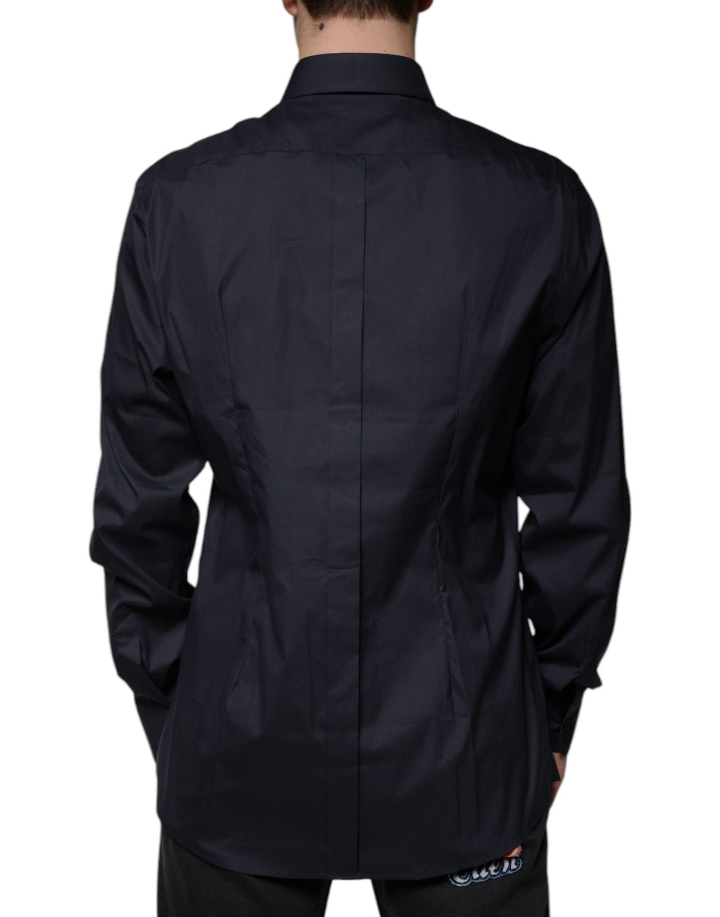 Dolce & Gabbana Black Cotton Blend Formal GOLD Dress Shirt Dolce & Gabbana